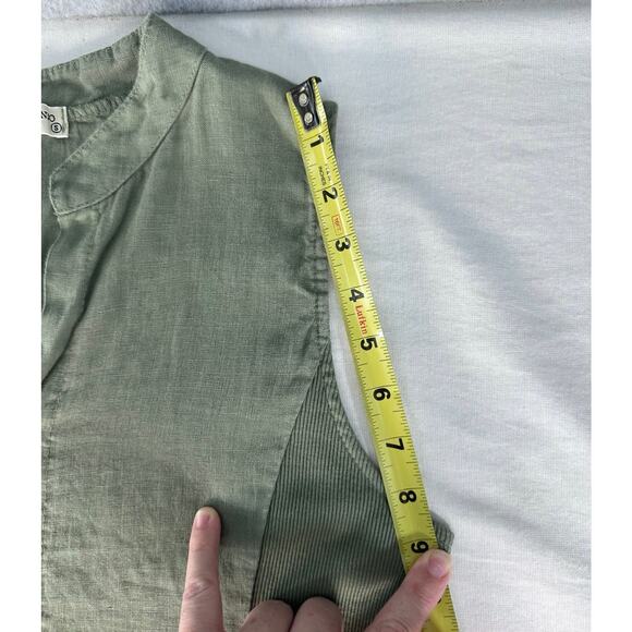 Terzo Millenio Women's S Sage Green Linen Dress Italian Made Sleeveless Babydoll - Picture 4 of 11